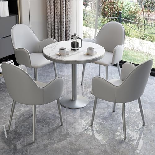 Rundes 80 cm großer Besprechungstisch-Set mit 4 Stühlen für Büro, Wohnzimmer, Balkon, Küche, perfekt für Diskussionen, Essen und Freizeitaktivitäten. von Generisch