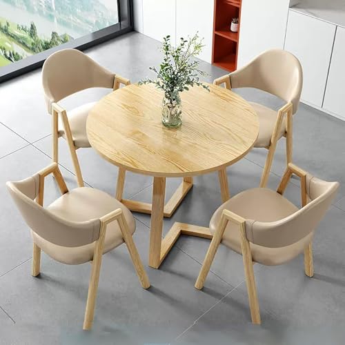 Rundes Bürotisch- und Stuhl-Set mit 4 weichen Rückenlehnen, perfekt für Wohnzimmer, Esszimmer und Verhandlungsräume, stilvolle und bequeme Möbellösung von Generisch