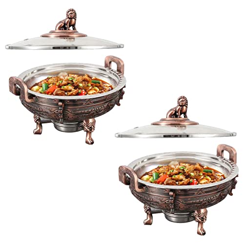 Rundes Catering-Buffet-Servier-Set – inklusive Lebensmittelpfanne und Brennstoffhaltern für Küche, Party und Esszimmerbuffet von Generisch