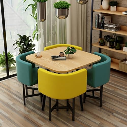 Rundes Esstisch-Set für 4 Polsterstühle aus Baumwollleinen, ideal für Küche, Büro, Balkon, Wohnzimmer, stilvolle und langlebige Esszimmermöbel Rundes Esstisch-Set für 4 Polsterstühle aus Baumwollleinen, ideal für Küche, Büro, Balkon, Wohnzimmer, stilvolle und langlebige Esszimmermöbel von Generisch