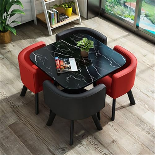 Rundes Esstisch-Set mit 4 Stühlen, modernes Küchenmöbel für Zimmer, Frühstücksbar, ideal für kleine Räume und Wohnungen, 80 x 75 cm (B x H) von Generisch
