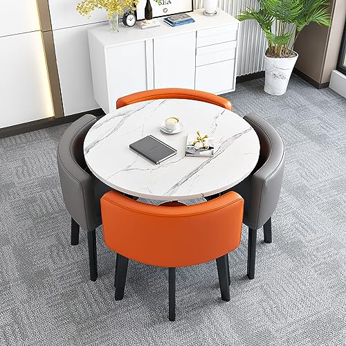 Rundes Esstisch-Set mit 4 Stühlen, platzsparendes Design für Zuhause und Büro, einfache Montage, perfekt für Esszimmer, Empfang und Club Rundes Esstisch-Set mit 4 Stühlen, platzsparendes Design für Zuhause und Büro, einfache Montage, perfekt für Esszimmer, Empfang und Club von Generisch