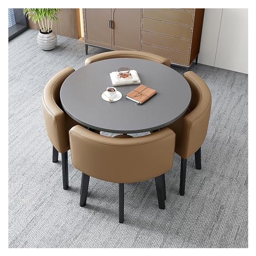 Rundes Esstisch-Set mit 4 Stühlen, versenktes Design für Küche und Restaurant, stilvolle Esszimmermöbel, perfekt für Cafés und Zuhause (Farboptionen) von Generisch