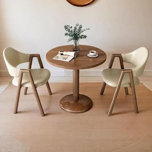Rundes Holz-Esstisch-Set mit Stühlen, kompakte, gemütliche Küchen-Essecke für kleine Räume, ideal für Esszimmer oder Restaurant von Generisch