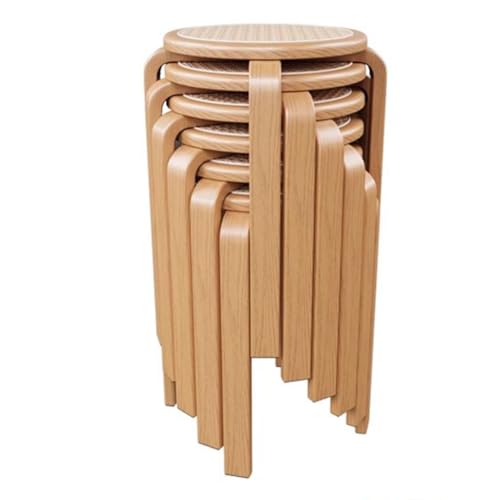 Rundes Holzhocker-Set – stapelbare Rattan-Esszimmerstühle für Küche, Wohnzimmer, stilvolle Eingangsmöbel Rundes Holzhocker-Set – stapelbare Rattan-Esszimmerstühle für Küche, Wohnzimmer, stilvolle Eingangsmöbel von Generisch