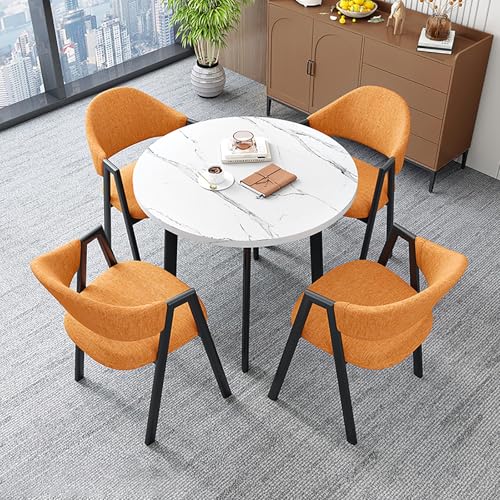 Rundes Konferenztisch-Set für 4 platzsparende Esstisch & Stühle für Wohnzimmer/Küche, einfach zu montieren, Empfangsmöbel, modernes Design, perfekt für kleine Räume von Generisch