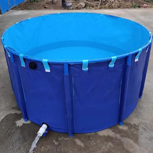 Rundes Segeltuch-Fischteich-Pool, PVC-Wasserspeicher, tragbarer Wassertank, faltbar, großer Aquakultur-Pool mit Halterung, einfach zu installieren, blau, 3 x 1 m, 7000 l von Generisch