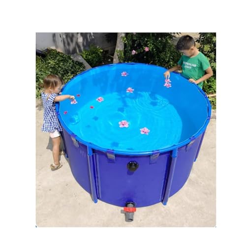Rundes Segeltuch-Schwimmbecken mit Metallhalterung, großes faltbares Design für Kinderspiel, Fischteich, Wasserspeicher, einfache Installation von Generisch