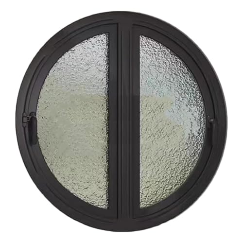 Rundes drehbares Schuppenfenster mit Wasserwellung, gehärtetes Glas, zwei Seiten offenes Design für mehr Privatsphäre und Belüftung von Generisch