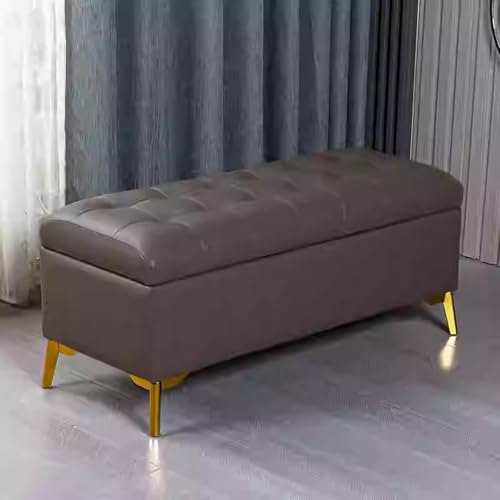 Rustikale Aufbewahrungsbank für Schlafzimmer und Eingangsbereich, brauner rechteckiger Sitzhocker mit verstecktem Fach (80 x 40 x 42 cm), stilvolle und funktionale Möbellösung von Generisch