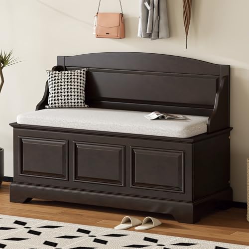 Rustikale Aufbewahrungsbank mit versteckten Fächern und abnehmbarem Kissen, perfekt für Eingangsbereich, Flur, Foyer oder Schlafzimmer von Generisch
