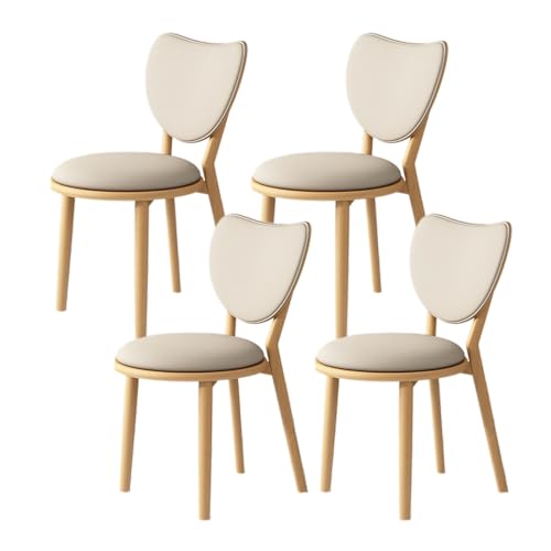 Rustikale Esszimmerstühle aus Massivholz mit herzförmiger Rückenlehne und Kissen, perfekt für Küche, Esszimmer, Wohnzimmer, Bar oder Arbeitszimmer, 4 Stück von Generisch