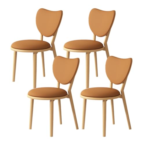 Rustikale Esszimmerstühle aus Massivholz mit herzförmiger Rückenlehne und bequemen Kissen für Küche, Esszimmer, Wohnzimmer, Büro, Schlafzimmer, 4 Stück von Generisch