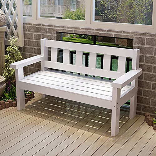 Rustikale Gartenbank aus Holz für 2 Personen, robustes Design mit Rückenlehne & Armlehnen – ideal für den Innen- und Außenbereich, perfekt für Terrassen und Höfe von Generisch