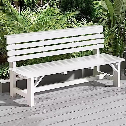 Rustikale Massivholz-Bank mit Rückenlehne, perfekt für Terrasse, Balkon, Garten, Veranda, 120 cm, langlebig, Parksitz, stilvolles, rustikales Design von Generisch