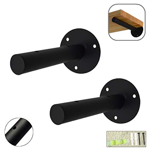 Rustikale Metallregalhalterungen im Bauernhaus-Stil, 20 cm, Wandhalterung, Rohrstütze für schwebende Regale, verstecktes Blind-Design, mit Schraubendehnungsrohr und Wasserwaage, 2 Stück Rustikale Metallregalhalterungen im Bauernhaus-Stil, 20 cm, Wandhalterung, Rohrstütze für schwebende Regale, verstecktes Blind-Design, mit Schraubendehnungsrohr und Wasserwaage, 2 Stück von Generisch