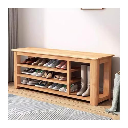 Rustikale Schuhbank aus Massivholz – 4-stöckiger Eingangsbereich für Schuhe, stilvolle Aufbewahrungslösung für Schlafzimmer, Wohnzimmer und Flur, langlebiges und platzsparendes Design von Generisch