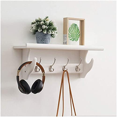 Rustikale Wandgarderobe aus Holz mit Vintage-Metallhaken und Regal – elegante und funktionale Eingangslösung für Zuhause von Generisch