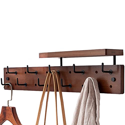 Rustikale Wandgarderobe mit 10 Haken und Vintage-Regal, perfekt für Eingangsbereich, Badezimmer, Wohnzimmer, Küche und Flur, abnehmbare Haken in stilvollem braunem Finish Rustikale Wandgarderobe mit 10 Haken und Vintage-Regal, perfekt für Eingangsbereich, Badezimmer, Wohnzimmer, Küche und Flur, abnehmbare Haken in stilvollem braunem Finish von Generisch