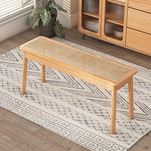 Rustikale gewebte Rattan-Eingangsbank – Massivholz Bauernhaus Essbank für 2 Personen, rechteckiges Design für Wohnzimmer, Schlafzimmer, Balkon & Beistelltisch Rustikale gewebte Rattan-Eingangsbank – Massivholz Bauernhaus Essbank für 2 Personen, rechteckiges Design für Wohnzimmer, Schlafzimmer, Balkon & Beistelltisch von Generisch