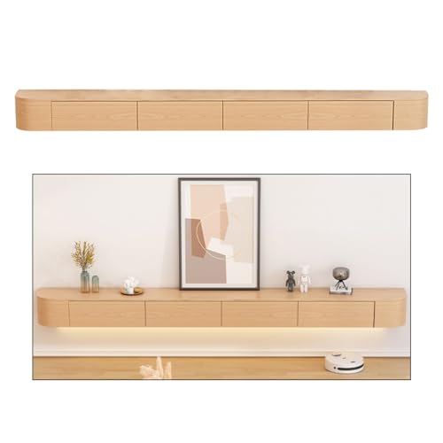 Rustikale schwebende TV-Einheit zur Wandmontage, 160 cm Medienkonsole mit Türen, stilvolle Unterhaltungsaufbewahrung für Wohnzimmer und Büro, hellbraune Oberfläche, platzsparendes Design Rustikale schwebende TV-Einheit zur Wandmontage, 160 cm Medienkonsole mit Türen, stilvolle Unterhaltungsaufbewahrung für Wohnzimmer und Büro, hellbraune Oberfläche, platzsparendes Design von Generisch