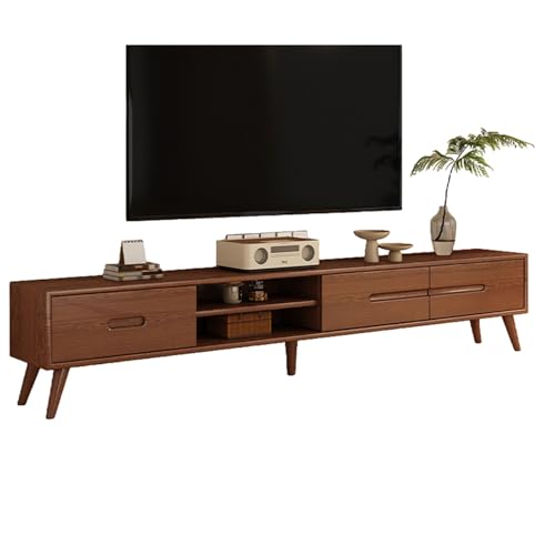 Rustikaler TV-Ständer aus natürlicher Eiche, 2/3 Schubladen, Entertainment-Center, Gaming-Schrank mit offenem Regal für Wohnzimmer, Schlafzimmer, Büro, 240 cm von Generisch