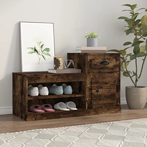 Rustikales Schuhregal mit Schublade & offenem Regal 100x42x60 cm Kleine Schuhaufbewahrung aus Holz für Flur Braun Rustikale Eingangsmöbel Platzsparende Lösung Rustikales Schuhregal mit Schublade & offenem Regal 100x42x60 cm Kleine Schuhaufbewahrung aus Holz für Flur Braun Rustikale Eingangsmöbel Platzsparende Lösung von Generisch