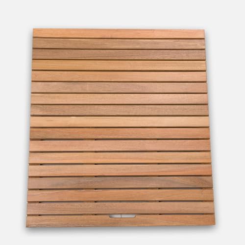 Rutschfeste Badematte aus Holz, 90 x 90 cm, für drinnen und draußen, Duschvorleger für einfache Lagerung, wasserabweisend, stilvolles Design, perfekt für Badezimmer und Terrassen. Rutschfeste Badematte aus Holz, 90 x 90 cm, für drinnen und draußen, Duschvorleger für einfache Lagerung, wasserabweisend, stilvolles Design, perfekt für Badezimmer und Terrassen. von Generisch