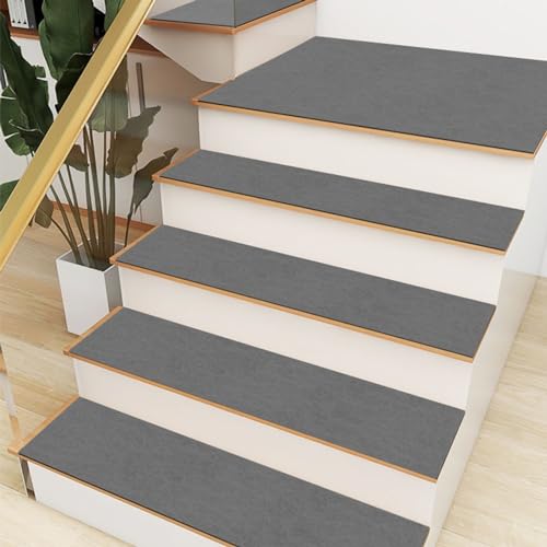 Rutschfeste PVC Stufenmatten Weich & Waschbar 26 x 75 cm Ideal für Holz-, Fliesen- & Glasstufen, Grau, 2,15 Stück, Innenbereich, Sicherheit & Komfort von Generisch