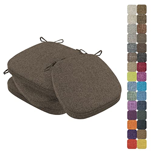 Rutschfeste Stuhl-Sitzkissen, 42,9 x 40,9 x 3 cm, abnehmbar, weich, verdickte Leinen-Pads mit Bändern, für Küche, Esszimmer, Büro, Garten, Dunkelbraun, 4 Stück Rutschfeste Stuhl-Sitzkissen, 42,9 x 40,9 x 3 cm, abnehmbar, weich, verdickte Leinen-Pads mit Bändern, für Küche, Esszimmer, Büro, Garten, Dunkelbraun, 4 Stück von Generisch