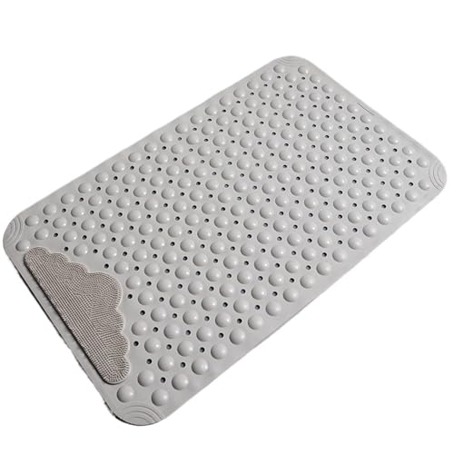 Rutschfeste TPE-Badematte, rechteckig, weich, Dusch-Massagematte, Saugnapf, Badewannenteppich, Fußbadematte (Khaki, 60 x 90 cm) von Generisch