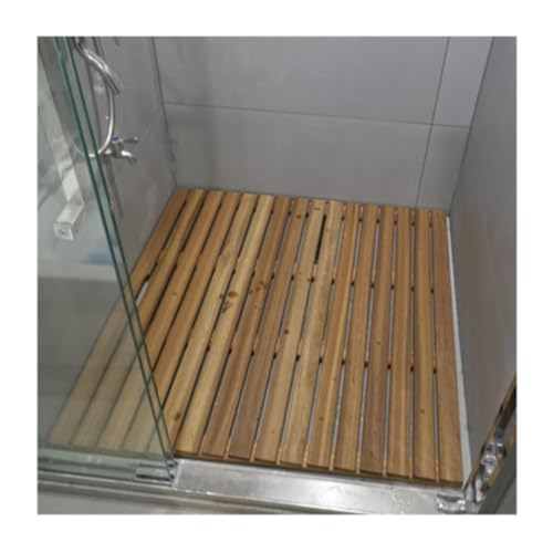 Rutschfeste, Große Teakholz-Duschmatten Außenduschen-Bodenplattform Erhöhte, Strapazierfähige, Wasserdichte Teakholz-Duschmatten Für Spa, Zuhause, Outdoor, Wohnmobil Oder Enge Räume(20x22in(50.8x55.8c von Generic
