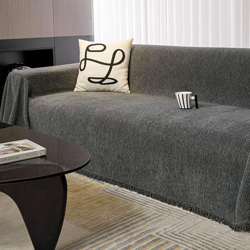 Rutschfester Ecksofabezug | Weicher 3-Sitzer mit Chaiselongue | Sommer-Sofalaken | Großer Möbelschutz | ideal für Heimdekoration (Größe:180 * 260 cm, Farbe:Dunkelgrau) von Generisch