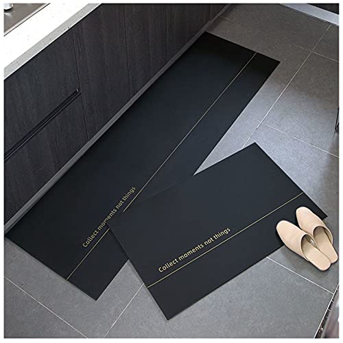 Rutschfester Küchenläufer, wasserdicht, PVC-Matte, ölbeständige Bodenmatte, waschbare Fußmatte (schwarz, 45 x 75 cm) von Generisch