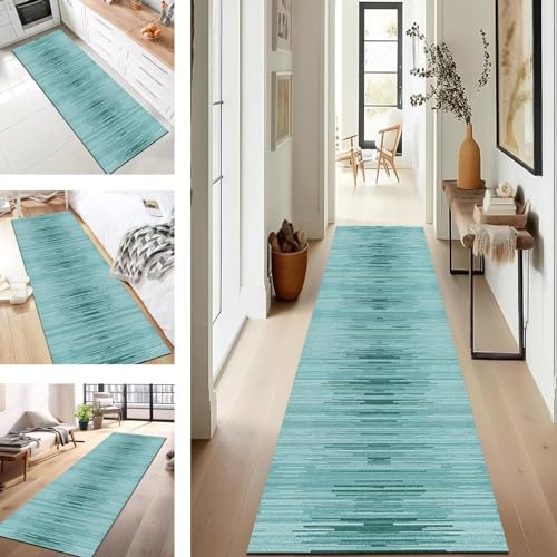 Rutschfester Küchenteppich Läufer Waschbar 40x60cm Blau Läufer Matte Lang Flur Teppich für Korridor Wohnzimmer Schlafzimmer Schmutzfangmatte Meterware Läufer Flurmatten von Generisch