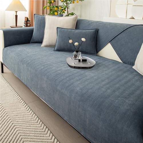 Rutschfester Sofabezug, Chenille, Fischgrätenmuster, für 1/2/3/4-Sitzer, universeller Möbelschutz, gepolsterter Ecksofa-Schonbezug, Graublau, 90 x 180 cm Rutschfester Sofabezug, Chenille, Fischgrätenmuster, für 1/2/3/4-Sitzer, universeller Möbelschutz, gepolsterter Ecksofa-Schonbezug, Graublau, 90 x 180 cm von Generisch