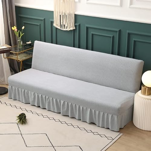 Rutschfester Stretch-Sofabezug für 2–3-Sitzer-Couch mit Rüschen-Design, Futon-Schutz, weicher Spandex-Stoff, perfekter Schonbezug für armlehnenfreie Möbel von Generisch
