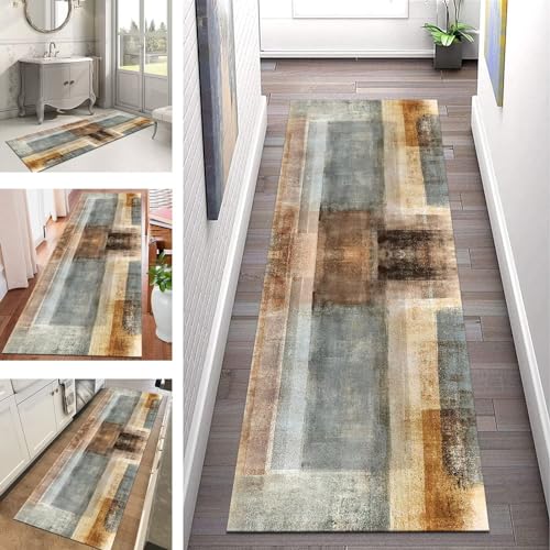 Rutschfester Vintage-Teppich für Flur und Küche, Braun und Grün, 100 x 500 cm, anpassbarer Polyester-Teppich, strapazierfähige Bodenmatte für Esszimmer und Wohnzimmer Rutschfester Vintage-Teppich für Flur und Küche, Braun und Grün, 100 x 500 cm, anpassbarer Polyester-Teppich, strapazierfähige Bodenmatte für Esszimmer und Wohnzimmer von Generisch