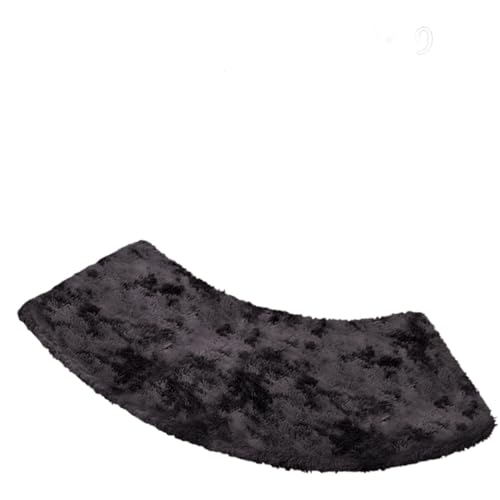 Rutschfester gebogener Badezimmerteppich in Fächerform aus saugfähigem Polyester für die Dusche, einfarbig (Black-40x100cm) von Generisch