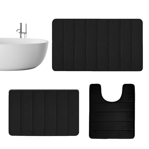 Rutschfestes, weiches Kontur-Badteppich-Set – Badematte | super saugfähiger WC-Vorleger | bequemer Badezimmerteppich für Zuhause, Restaurants, Fitnessstudios | Toilettenmatten für den Boden | von Generisch