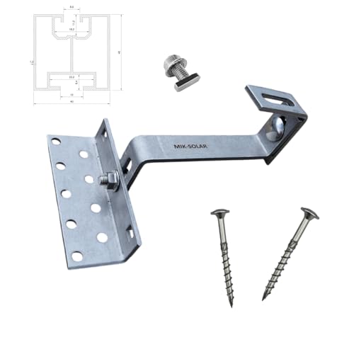 SET Dachhaken A2 3-fach-verstellbar mit Tellerkopfschrauben (Schraube für Montageprofil 40x40 Nutenstein M8 Hammerkopfschraube M10 Typ 28/15, 96° Winkel 0% nach §12 Abs. 3 UstG*) von Generisch