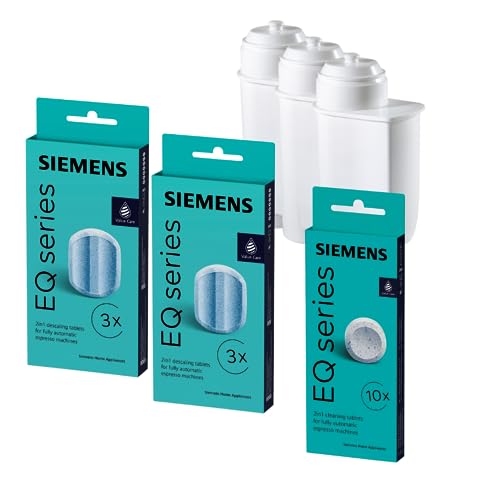 SIEMENS 10 Reinigungstabletten + 6 Entkalkungstabletten + 3 Wasserfilter für EQ Series Kaffeevollautomaten von Generisch