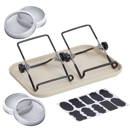 Saatgut-Keimglas-Set – Saatgut-Keimglas-Keimungsset | Einmachglas-Sprossen-Set, Quart-Einmachgläser Mit Breiter Öffnung, Edelstahlständer Und Tablett Für Den Anbau Von Sojasprossen, Brokkolisamen, Luz von Generisch