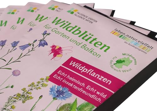 5 x Saatgut-Mischung/Blühstreifen/Bienenweide - Wildblüten für Garten und Balkon | mit 31 regional heimischen Wildpflanzen "Tausende Gärten – Tausende Arten" von Generisch