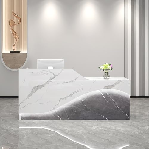 Salon-Empfangstisch mit abschließbarer Schublade, Tastaturablage und LED-Licht, moderne Büro- und Einzelhandels-Kassenmöbel für stilvolle Arbeitsbereiche von Generisch