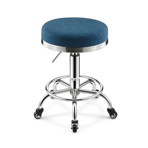 Salonhocker mit Rollen, um 360 Grad drehbar, verstellbare Höhe 45,7–61 cm, runde Basis, dicke Sitzpolsterung, erhältlich in 6 Farben von Generisch