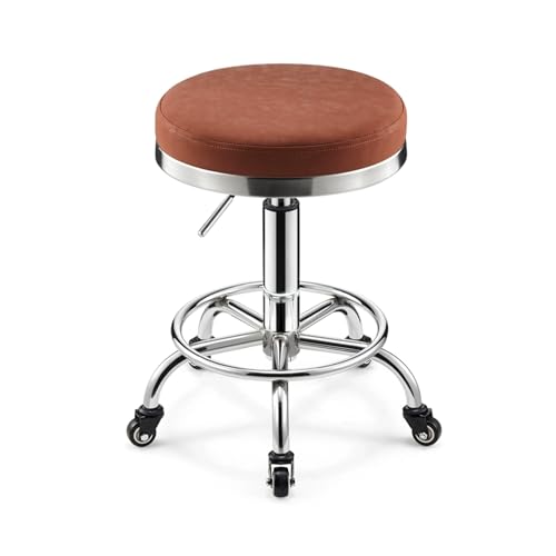 Salonhocker mit Rollen, um 360 Grad drehbar, verstellbare Höhe 45,7–61 cm, runde Basis, dicke Sitzpolsterung, erhältlich in 6 Farben von Generisch