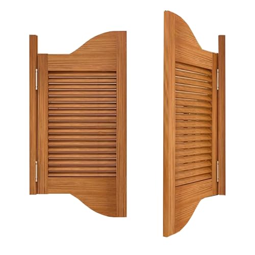 Saloontüren Westerntür, Massivholz Cafétüren, Pendeltür, H80/90/100cm W70-150cm, Jalousien Trennwandtür, Innen Doppeltür for Küchenflur Eingang Kneipe(Hellbraun,W115xH100cm) von Generisch