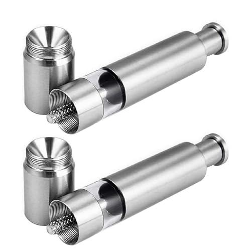 Salz- und Pfeffermühle – Daumen-Pfeffermühle | Mini-Salz- und Pfeffermühlen-Set | Premium-Edelstahl-Basis, verstellbares Mahlwerk, weicher Druckknopf-Effekt von Generisch