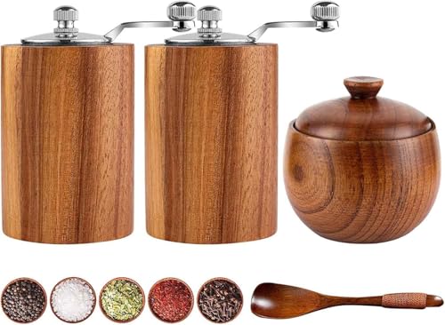Salz- und Pfeffermühlen-Set, nachfüllbare manuelle Pfeffermühle, verstellbare Grobheit mit Griff, 2 Stück Salz- und Pfeffermühlen-Set, nachfüllbare manuelle Pfeffermühle, verstellbare Grobheit mit Griff, 2 Stück von Generisch